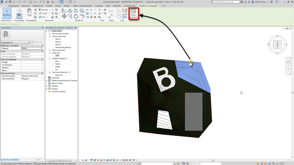 Dividir y Fusionar superficie topográfica de Revit