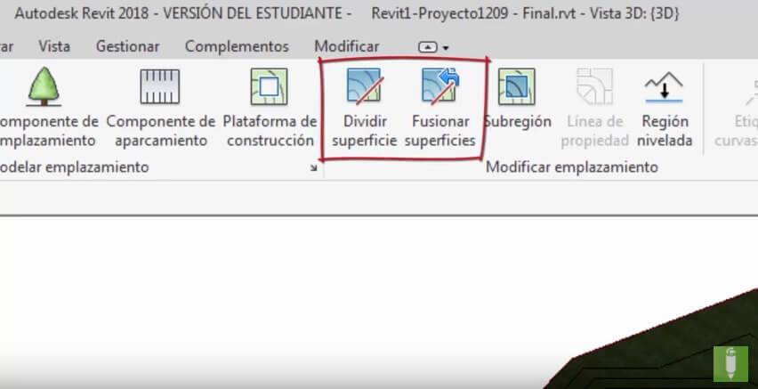 Dividir y Fusionar superficie topográfica de Revit